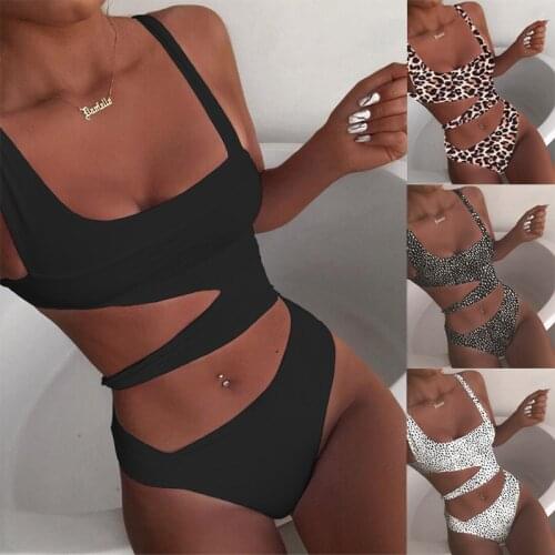Women Sexy Solid Color Bandage Bikini Push-up High Waist Padded Bra Swimsuit Bathing Thong Monokini Swimwear Beachwear