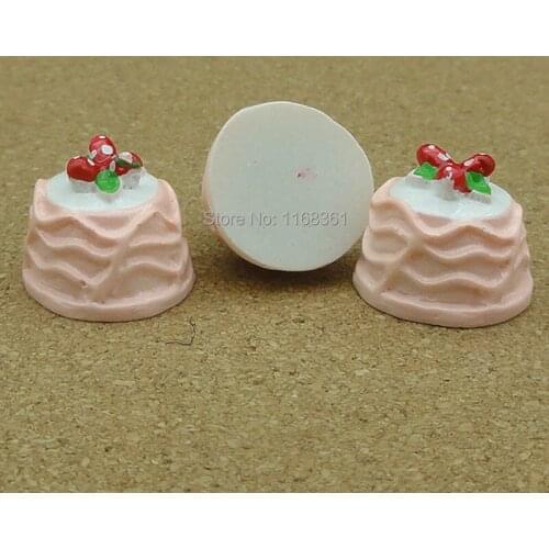 1pcs/lot resin pink xxstrawberry ice cake 16mm Cabochons Scrapbooking Hair Bow Center Card Frame Making Craft DIY B002-7
