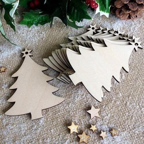 Pieces of 10 Unfinished Wooden Christmas Tree Hanger Pendents Ornaments Gift Tags
