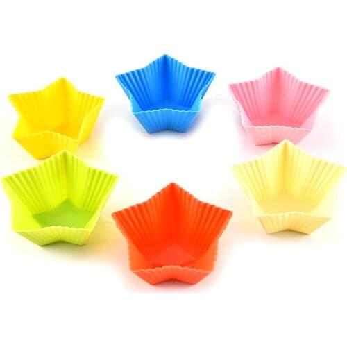10PCS Food Grade Silicone Muffin Mold Cake Cup Star Heart Shaped Muffin Cupcake DIY Baking Molds Cake Tools Baking Accessories