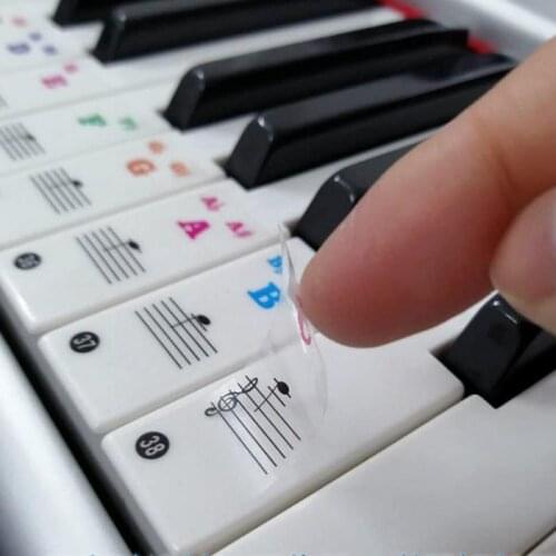 2 Pcs Piano Keyboard PVC Sticker Stave Note Music Decal 49/61/76/88 Keys Piano Sticker Removable Label Electronic Key Sticker