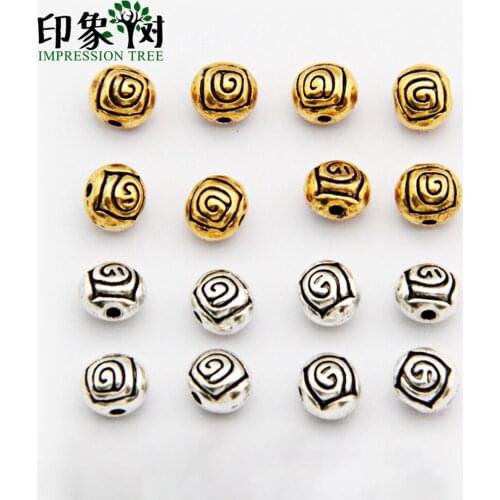 20pcs/Lot 6*7MM Gold/Silver Metal Beads Oval Shape Loose Spacer Beads for Jewelry Making Bracelet Accessories Handmade Craft 757