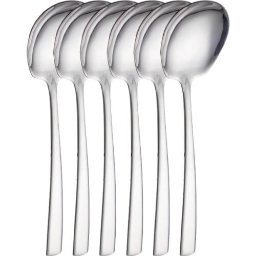 6Pcs/set Thick Stainless Steel Spoon Party Banquet Buffet Kitchen Household Service Spoon Big Spoon Spoon Set Tableware