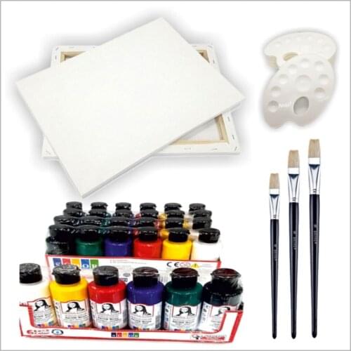 Acrylic Paint 25*35 cm Canvas 3 PCs Brush 1 PCs Palette 4 PCs Set 6x70ml acrylic paint color hobby paint painter Paint airbrush