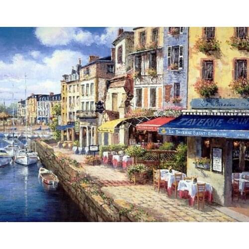 Free shipping Mediterranean style seascape water city landscape oil painting canvas prints printed on canvas decoration picture