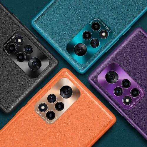 For Honor V40 V30S V30 30 20 Pro Case Luxury Vegan Leather Grain Matte Protective Back Cover Camera Protection Shell