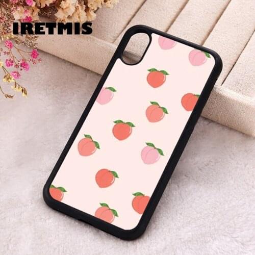 Iretmis 5 5S SE 2020 Phone Cover Cases for iPhone 6 6S 7 8 Plus X Xs Max XR 11 12 MINI Pro Rubber Silicone Peaches Pattern