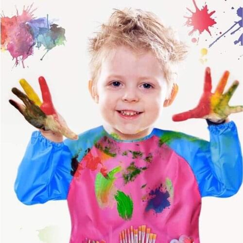 Childrens Apron Drawing Bib Long Sleeve Baby Bibs Waterproof Painting Drawing Coat for Children Birthday Gift Baby Kid Toddler