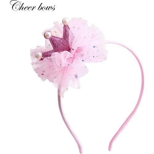 Girls Princess Organza Crown Hairband Birthday Party Kids Lace Flower Hair Hoop Korean Children Headband Hair Accessories