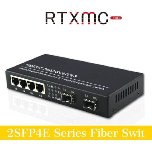 4 Port 10/100/1000M Gigabit Ethernet Switch Ethernet Fiber Optical Media Converter 4RJ45&2*SFP fiber