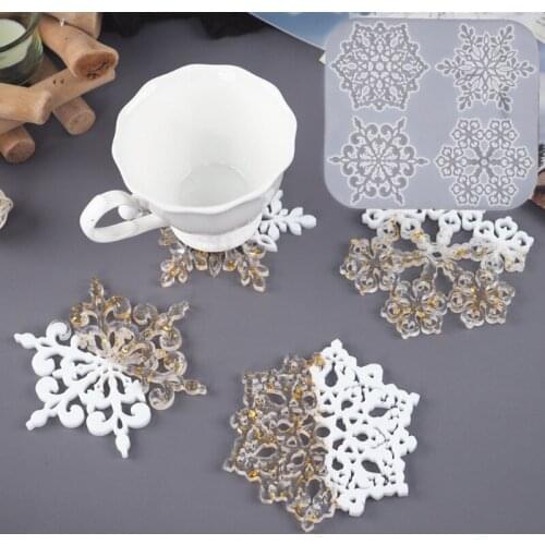 Snowflake Coaster Mold 4 inch Coaster Silicone Mold DIY Geode Coaster Candle Holder Craft Decorations Mould Craft Tool