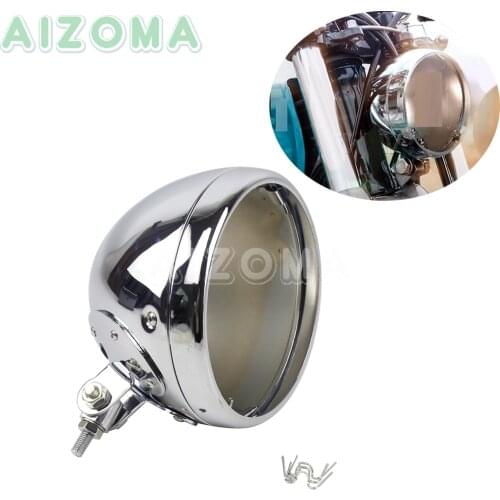 Chrome Bottom Mount Motorcycle 7 inch Headlight LED Headlamp Light Bulb Bucket Shell for Harley Custom 7'' Lighthouse Universal