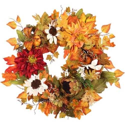 Simulation Autumn Chrysanthemum Home Wreath Wedding Thanksgiving Day Christmas Festival Faux Party Wall Decoration Sunflower