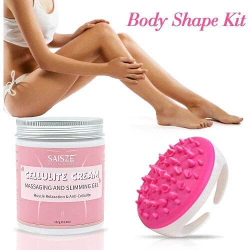 Body Slimming Cream Anti Cellulite Cream Fat Burner Creams+Handheld Bath Shower Full Body Massage Brush