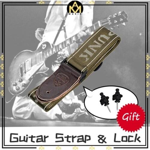 Guitar Strap & Lock Kit W/ Adjustable Printing Nylon Strap & Electric Guitar Bass Pins Strap Button Strap Lock Guitar Parts