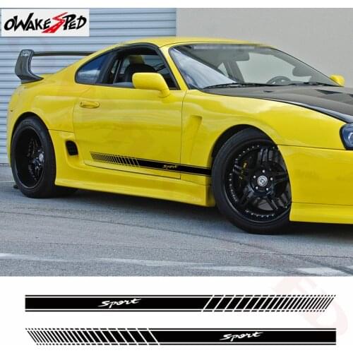 2pcs Both Side Skirt Sticker Car Door Racing Sport Styling Decor Sticker For-Toyota Supra Celica Supra RZ Auto Body Vinyl Decal