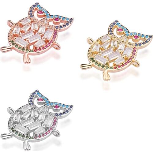 NEW Jewelry Supplies Micro Pave Zircon OWL Charm Connector Accessories For Women Bracelet Necklace Earring Making