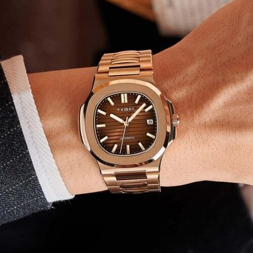 New TESEN Automatic Mechanical Watches Men Top Luxury Brand 316L Stainless Steel Business Waterproof 50M wristwatch AAA nautilus