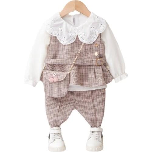 New Spring Autumn Cute Baby Girl Clothes Suit Children Cotton Vest T-Shirt Pants 3Pcs/Set Toddler Casual Costume Kids Tracksuits
