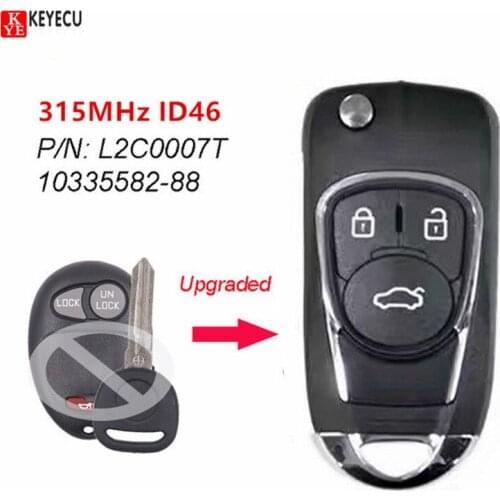 Keyecu Upgraded Flip Key Remote Car Key Fob 3 Button 315MHz ID46 for Buick Chevrolet GMC FCC ID: L2C0007T 10335582-88