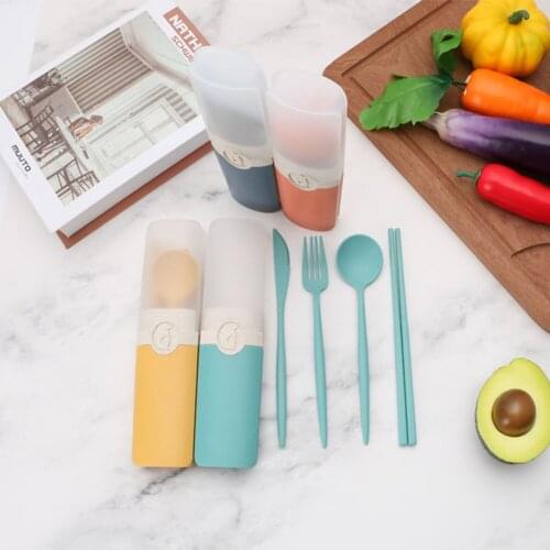 Portable Reusable Spoon Forks Chopsticks Knife Straw Tableware Sets Travel Picnic Camping Dinnerware Kits Kitchenware Supplies