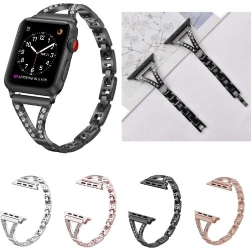 Diamond Watch Strap For Apple Watch 44mm 42mm 38mm 40mm Stainless Steel Watch Strap Band For iWatch Serice 5 4 3 2 1 Wrist Strap