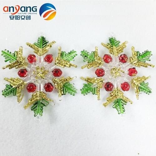 Christmas Ornaments Wedding Arrangement Ice and Snow Effect 10CM Acrylic Fruit Snowflake Painted 2 Pieces