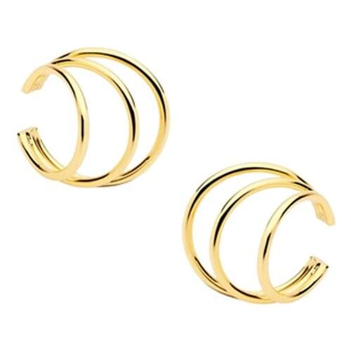 LONDANY clip on earrings for women ear clip cuff earcuff earring Three-layer circle cross earrings