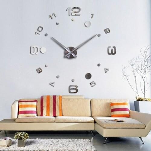 Modern Large 3D Wall Clock Numbers Letters DIY Mirror Stickers Clock Office Home Decor Gift
