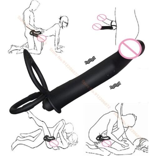 Double Penetration Vibrator Sex Toys Penis Strapon Dildo Vibrator, Strap On Penis Anal Plug for Man Adult Sex Toys for Beginner