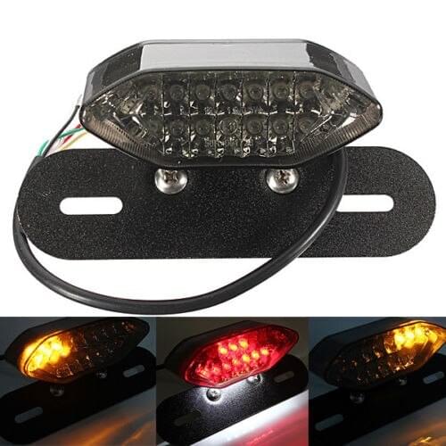 Motorcycle Bike LED Stop Tail Turn Signal Brake License Plate Integrated Light Cruiser Chopper Cafe Racer Old School