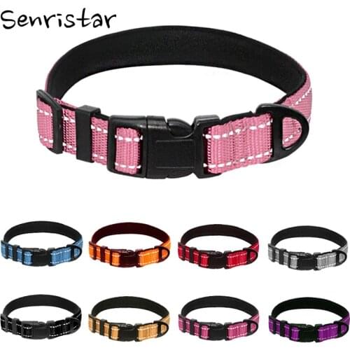 3M Reflective Nylon Pet Dog Collar Padded Safe Buldog Pitbull Dog Collars Accessories for Small Medium Dogs Durable Heavy Duty