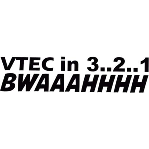 14.3*3.5CM VTEC IN 3 2 1 BWAAAHHHH Funny Letter Car Styling Decal Fashion Vinyl Car Stickers Black/Silver C9-0131