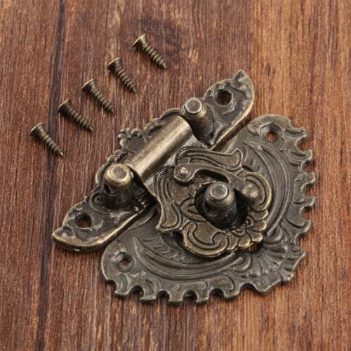 1pc Vintage 50*56mm Wooden Case hasp Decorative Jewelry Gift Box Suitcase Hasp Latch Hook Furniture Buckle Clasp