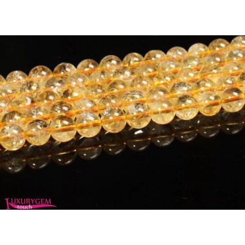 High Quality Natural Citrines Crystal Gems Stone 6mm 8mm 10mm 12mm Round Necklace Bracelet Jewelry Loose Beads 15 Inch wk184