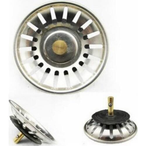 High Quality Stainless Steel Kitchen Sink Rubber Brass Strainer Waste Plug Drain Stopper Filter Basket Plumbing