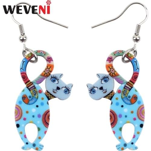 WEVENI Animal Acrylic Cheap Dangle Drop Kitten CAT Pets Cute Long Earrings Gift Trendy Jewelry For Girls Women Teens Anime Gift