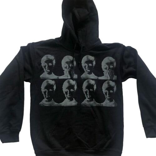 Women Fashion Hooded Clothes, Adults Portrait Print Long Sleeve Pullover with Drawstring, Pocket