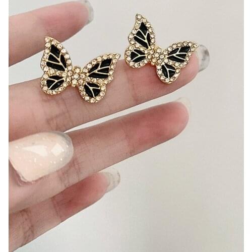 Cubic Zirconia Butterfly Earrings Korean Temperament Earrings 2021 Fashion Petite Forest Girl Series A pair Earrings for Women