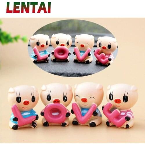 LENTAI 1Set Car Resin Cute Love Pig Styling Decoration For Peugeot 508 308 206 307 207 407 2008 Citroen C4 C5 Opel Astra j h