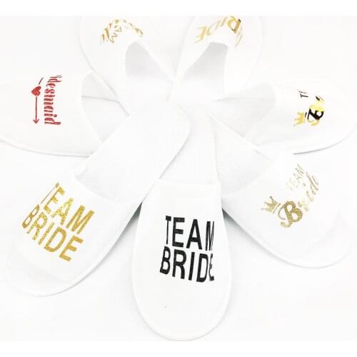 1 Pair Team Bride Shower Disposable Slippers Wedding Decoration Team Bridesmaid Slippers Hen Party Bachelor Party Supplies