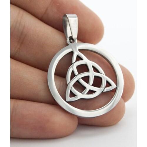 Stainless Steel Simple Keltic Knot Pendants Triangle in Round Charm Polished Accessory for DIY Jewelry Making Wholesale 10pcs