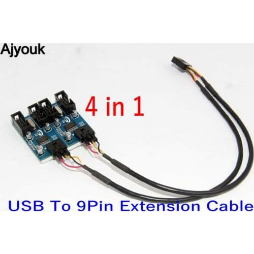 100PCS USB Header Extension Cable USB To 9-Pin 4 in 1 Extension Cable Card For Motherboard Connector Adapter Port Multilier