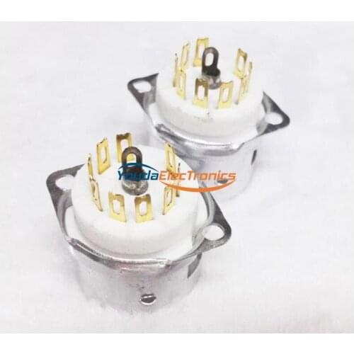 2pcs 9pin Gold pins Vacuum Valve Tube socket with shield for 12AX7 6P1 EL84 6N3 6922