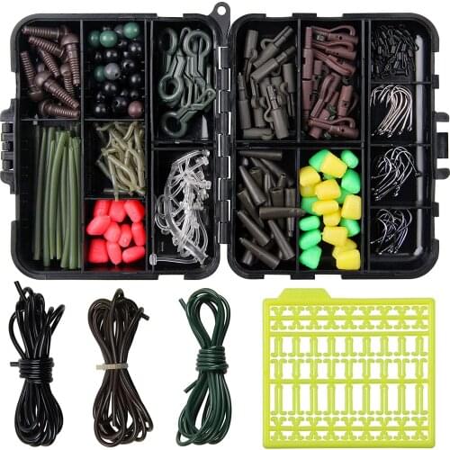 265 Pcs Carp Fishing Tackle Includes Carp Fishing Swivels, Snap , Tubes, Hooks, Leader Rigs Boilie Stop Fishing Tackle 2020