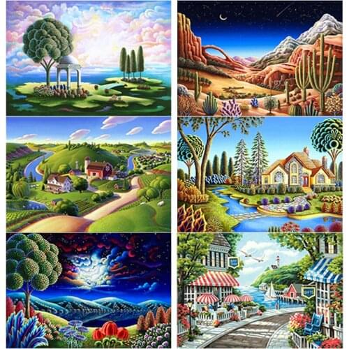 5D DIY Diamond Painting Full Square Round Drill Landscape Tree Diamond Embroidery Scenery Cross Stitch Home Decor Manual Gift