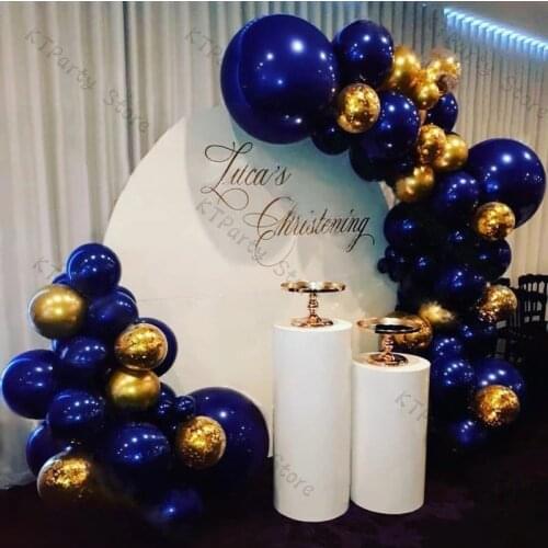 80pcs Christianism Balloons Garland Arch Gold and Navy Blue Foil Latex Balloon for Baby Shower Christening Party Decoration