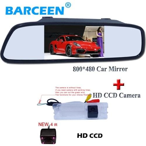 Fit for Nissan March for Renault Logan for Renault Sandero plastic shell car reversing camera with 4.3"car mirror monitor