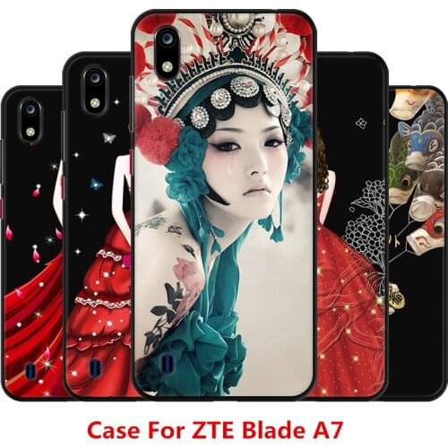 Cartoon Red Dress Girl Case For ZTE Blade A7,TPU Painted Mobile Phone Shell Lovely Color Painting Case.18 Colors