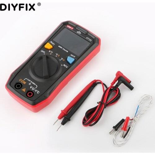 UNI-T 123 Mini Digital Multimeter 4000 Counts AC DC Voltage Ampere Ohm Meter Temperature Tester NCV/Continuity EBTN Color Screen